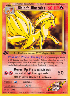 Blaine's Ninetales z edície Gym Challenge, karta č.21