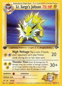 Lt. Surge's Jolteon z edície Gym Challenge, karta č.28