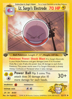 Lt. Surge's Electrode z edície Gym Challenge, karta č.52