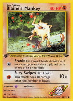 Blaine's Mankey z edície Gym Challenge, karta č.63