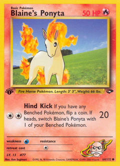 Blaine's Ponyta z edície Gym Challenge, karta č.64