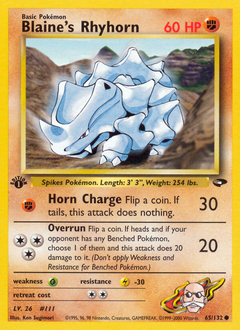 Blaine's Rhyhorn z edície Gym Challenge, karta č.65