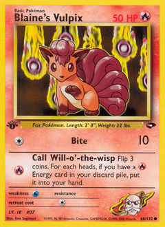 Blaine's Vulpix z edície Gym Challenge, karta č.66