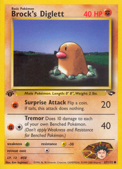 Brock's Diglett z edície Gym Challenge, karta č.67
