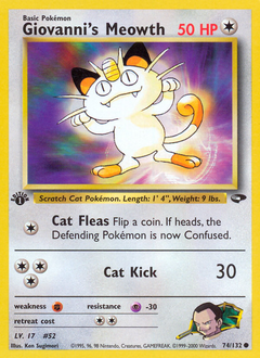 Giovanni's Meowth z edície Gym Challenge, karta č.74