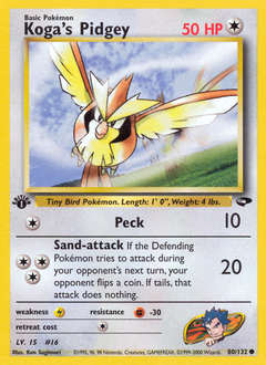 Koga's Pidgey z edície Gym Challenge, karta č.80