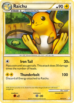Raichu z edície HeartGold & SoulSilver, karta č.10
