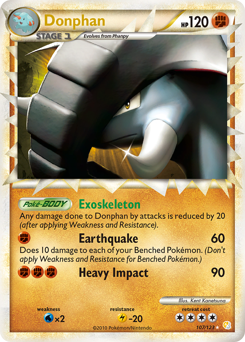 Donphan z edície HeartGold & SoulSilver, karta č.107