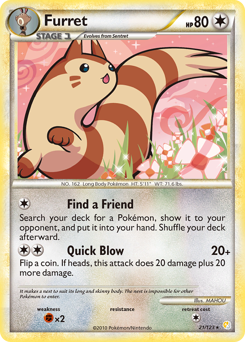 Furret z edície HeartGold & SoulSilver, karta č.21