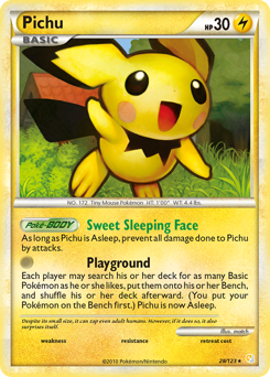 Pichu z edície HeartGold & SoulSilver, karta č.28