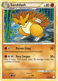 Sandslash z edície HeartGold & SoulSilver, karta č.29