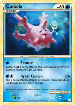 Corsola z edície HeartGold & SoulSilver, karta č.37