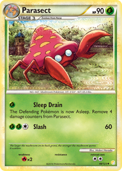 Parasect z edície HeartGold & SoulSilver, karta č.48