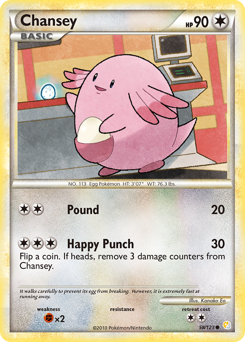 Chansey z edície HeartGold & SoulSilver, karta č.58