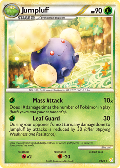 Jumpluff z edície HeartGold & SoulSilver, karta č.6