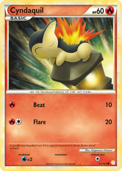 Cyndaquil z edície HeartGold & SoulSilver, karta č.61