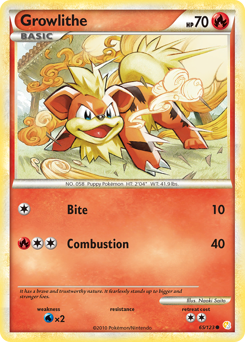 Growlithe z edície HeartGold & SoulSilver, karta č.65