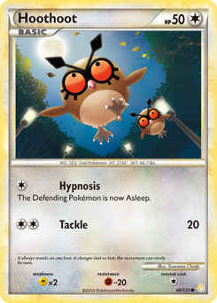 Hoothoot z edície HeartGold & SoulSilver, karta č.66