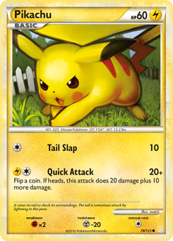 Pikachu z edície HeartGold & SoulSilver, karta č.78