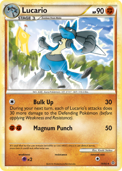 Lucario z edície HS—Unleashed, karta č.19