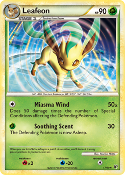 Leafeon z edície HS—Undaunted, karta č.17