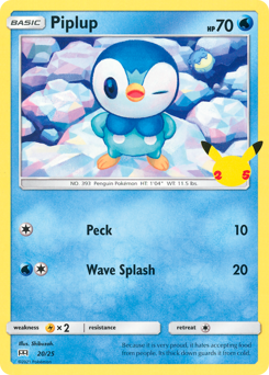Piplup z edície McDonald's Collection 2021, karta č.20