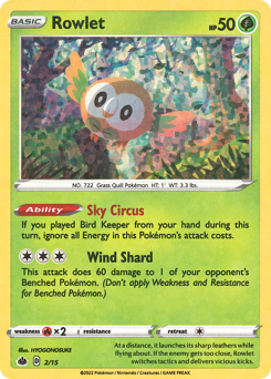 Rowlet z edície McDonald's Collection 2022, karta č.2
