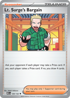 Lt. Surge's Bargain z edície Mega Evolution, karta č.120