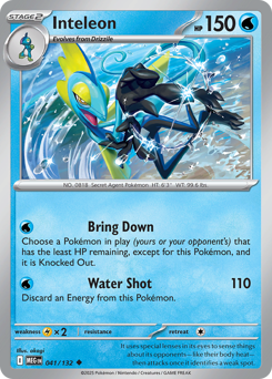 Inteleon z edície Mega Evolution, karta č.41