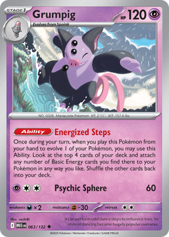 Grumpig z edície Mega Evolution, karta č.63