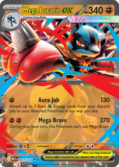 Mega Lucario ex z edície Mega Evolution, karta č.77