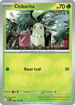Chikorita z edície Mega Evolution, karta č.8