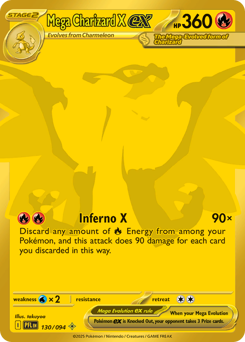 Mega Charizard X ex z edície Phantasmal Flames, karta č.130