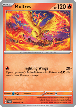 Moltres z edície Phantasmal Flames, karta č.14