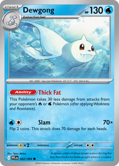 Dewgong z edície Phantasmal Flames, karta č.22