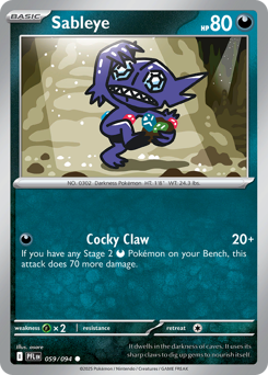 Sableye z edície Phantasmal Flames, karta č.59