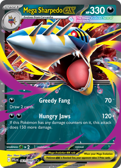 Mega Sharpedo ex z edície Phantasmal Flames, karta č.61