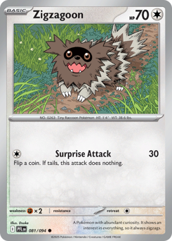 Zigzagoon z edície Phantasmal Flames, karta č.81