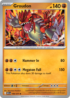 Groudon z edície Ascended Heroes, karta č.108