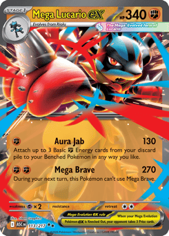 Mega Lucario ex z edície Ascended Heroes, karta č.113