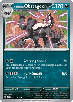 Galarian Obstagoon z edície Ascended Heroes, karta č.132
