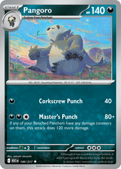 Pangoro z edície Ascended Heroes, karta č.140