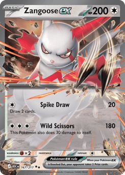 Zangoose ex z edície Ascended Heroes, karta č.167