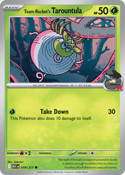 Team Rocket's Tarountula z edície Ascended Heroes, karta č.18