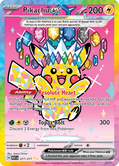 Pikachu ex z edície Ascended Heroes, karta č.277