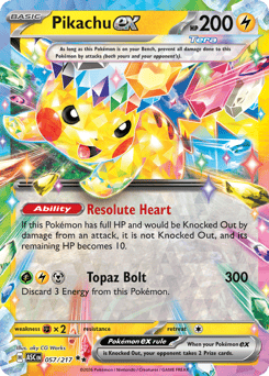 Pikachu ex z edície Ascended Heroes, karta č.57