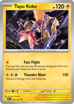 Tapu Koko z edície Ascended Heroes, karta č.67