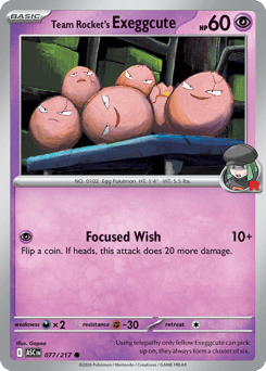 Team Rocket's Exeggcute z edície Ascended Heroes, karta č.77