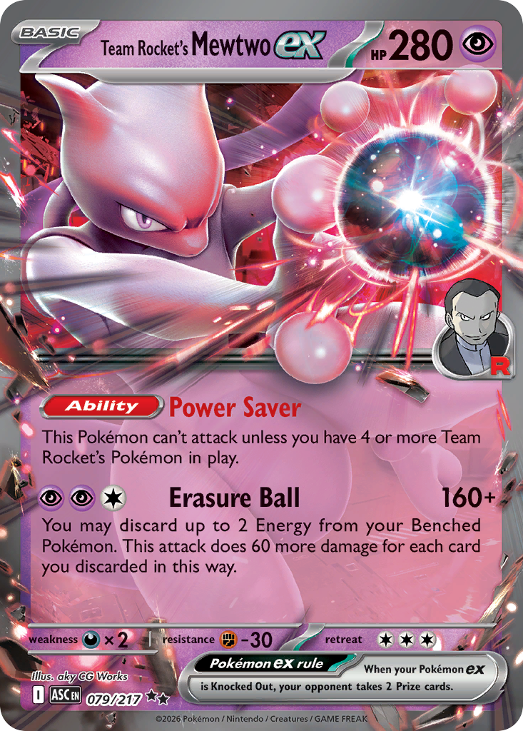 Team Rocket's Mewtwo ex z edície Ascended Heroes, karta č.79