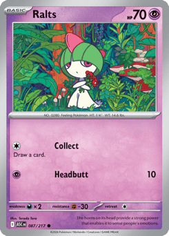 Ralts z edície Ascended Heroes, karta č.87
